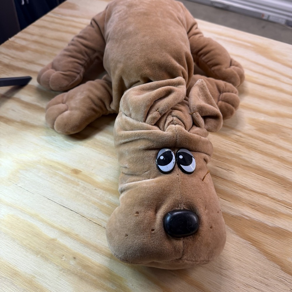Vintage 1985 Tonka Rumpel Skin Plush Dog Wrinkle Face Brown Stuffed Animal